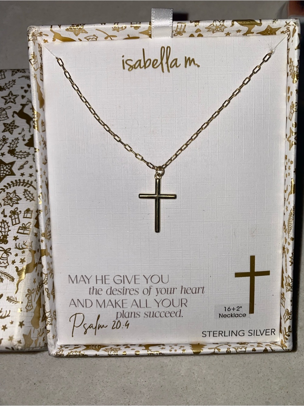 Abella Gold Cross Necklace on Delicate Chain